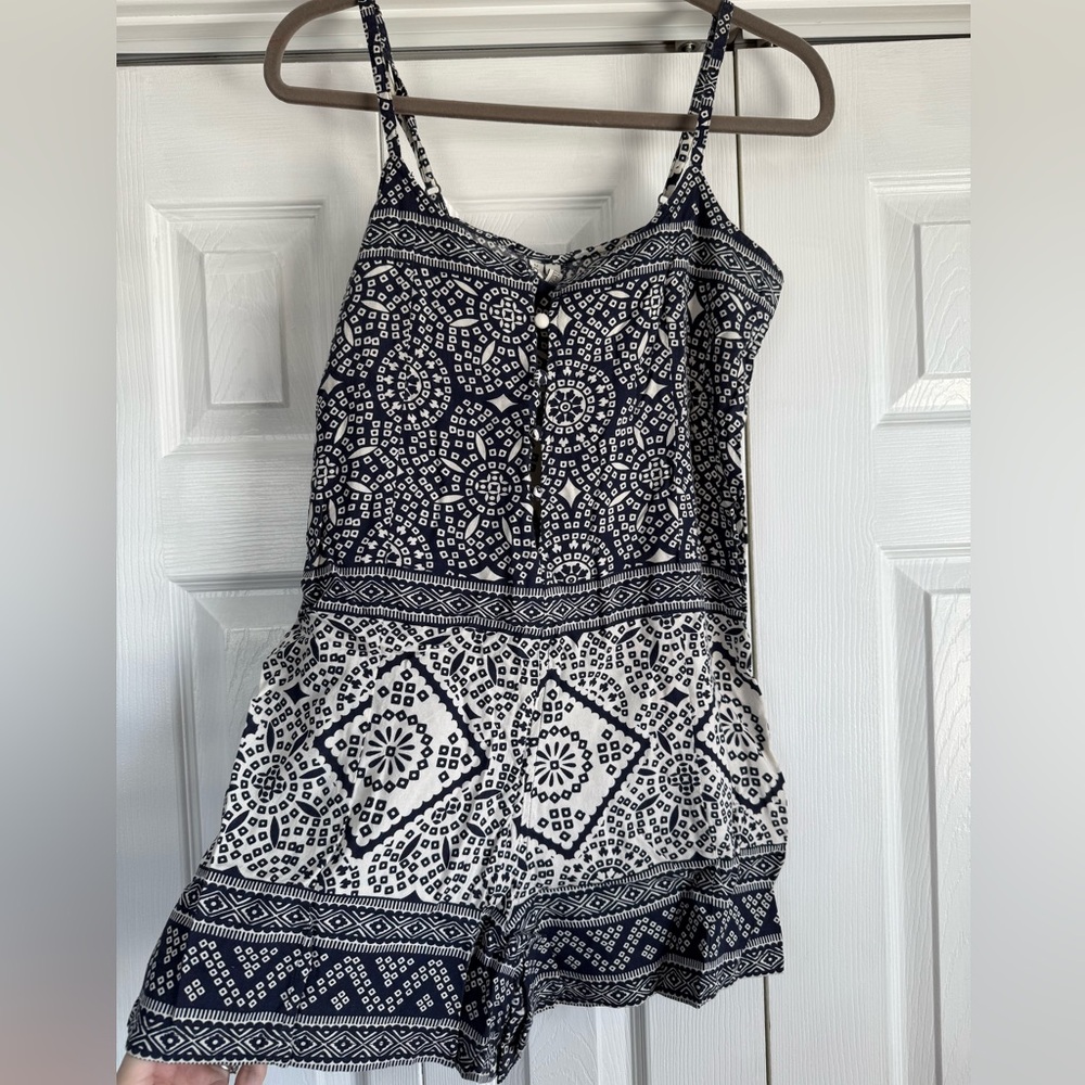 Element Navy and White Printed Romper